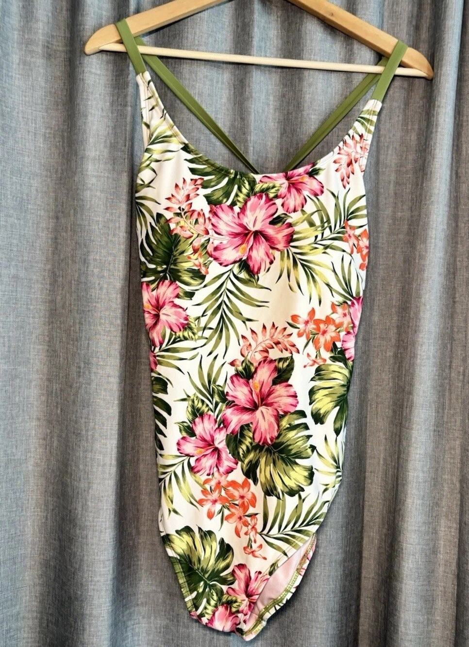Hurley Floral One Piece Swimsuit Womens Full Coverage Beach Size Large